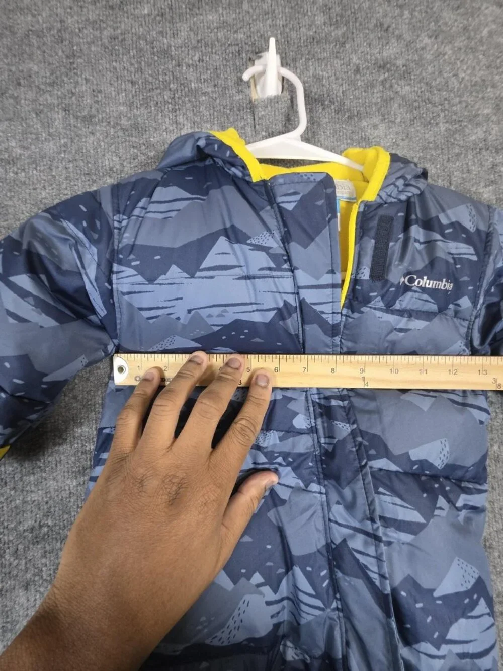 Columbia Puffer Snowsuit Baby Boys 12-18 Months Blue Hooded Down Winter Bunting